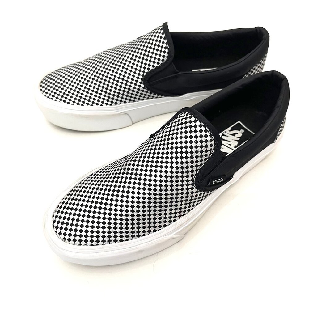 Vans Sparkly Silver & Black Checkered Slip-On Platform